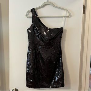 Forever 21 Sequin One-Shoulder Dress - Black - Size S